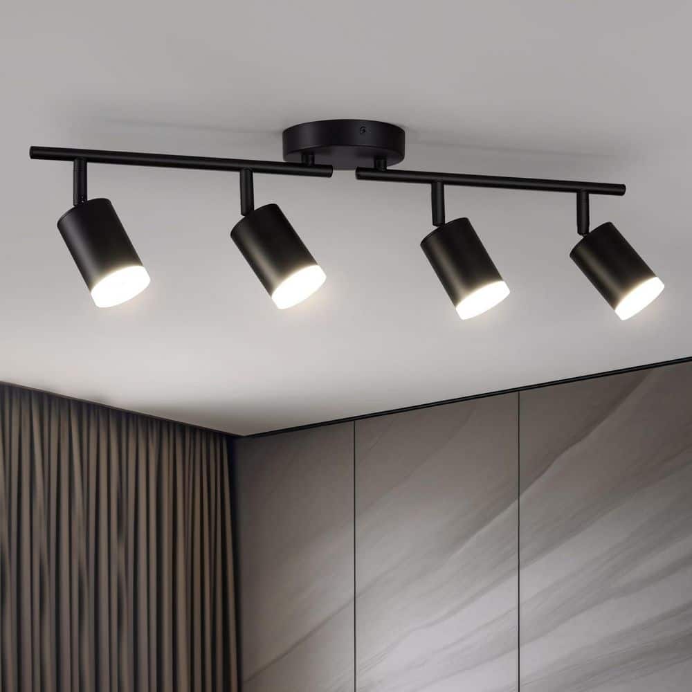 2 ft. Black 4-Light Flexible LED Track Lighting Fixture with Adjustable Foldable Arms for Kitchen (Bulbs Not Included) price history on PriceWatchPro