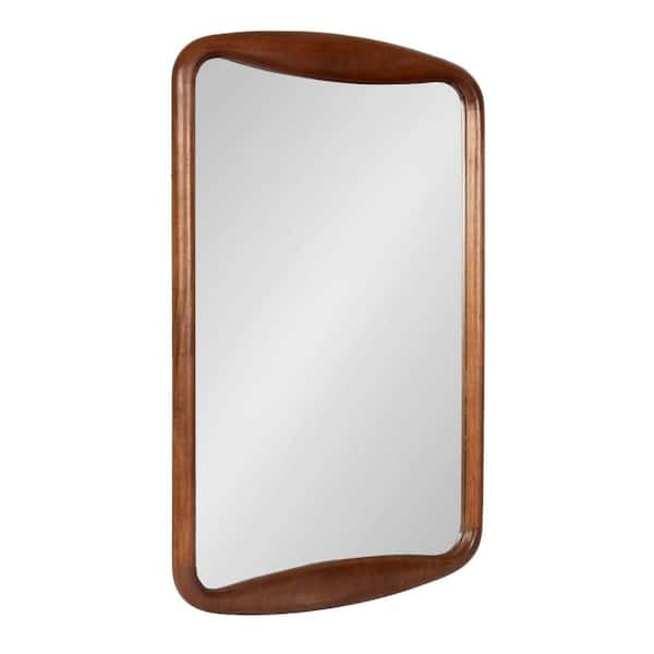 Hera Walnut Brown 24 in. x 36 in. Rectangle Wood Wall Mirror