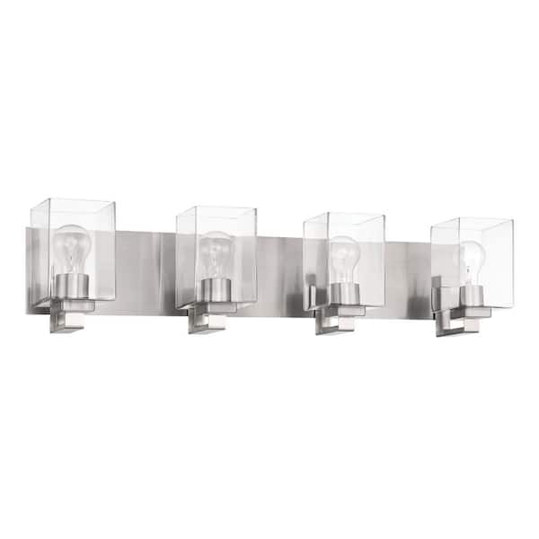 CRAFTMADE McClane 32 in. 4-Light Brushed Polished Nickel Finish Vanity Light with Clear Glass Shade