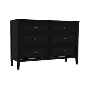 Marsden Black 6-Drawer Cane Dresser (54 in W. X 36 in H.)