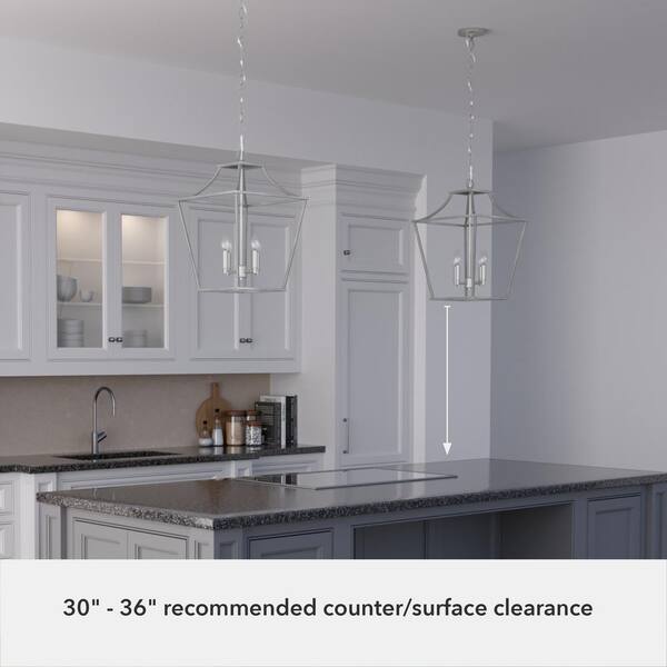 Hunter - Laurel Ridge 4 Light Brushed Nickel Lantern Pendant Kitchen Light