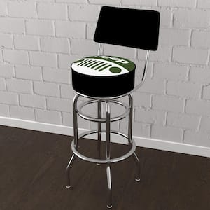 Jeep Grille 2 31 in. Green Low Back Metal Bar Stool with Vinyl Seat