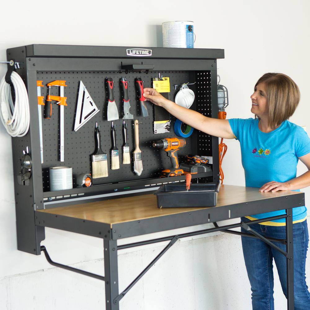 Lifetime Adjustable Height Steel and Wood Folding Work Table
