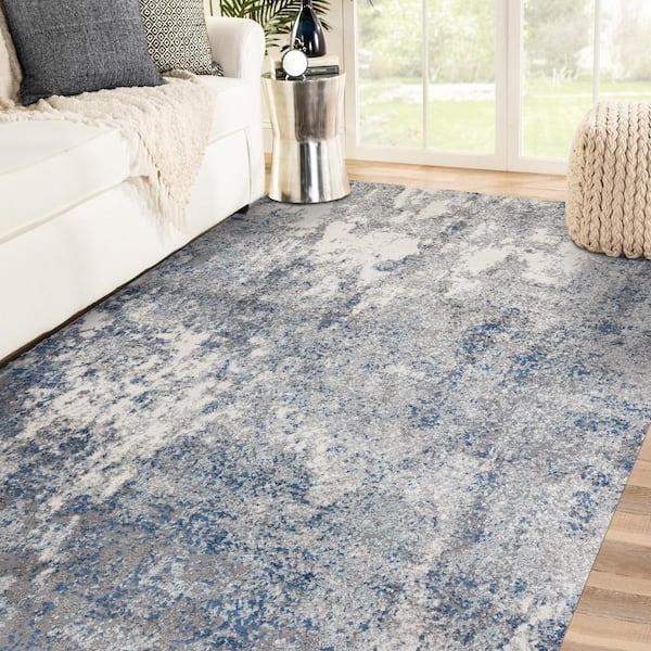 Amer Rugs Yasmin 2 x 3 Light Blue Abstract Pattern Area Rug for High Traffic Living Room Dining Room Bedroom