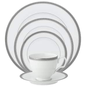 Charlotta Platinum 5-Piece (Platinum) Porcelain Place Setting, Service for 1