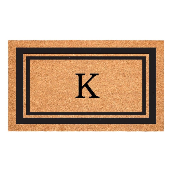 Calloway Mills Black Border Door Mat 24 in. x 36 in. Monogram K Door Mat