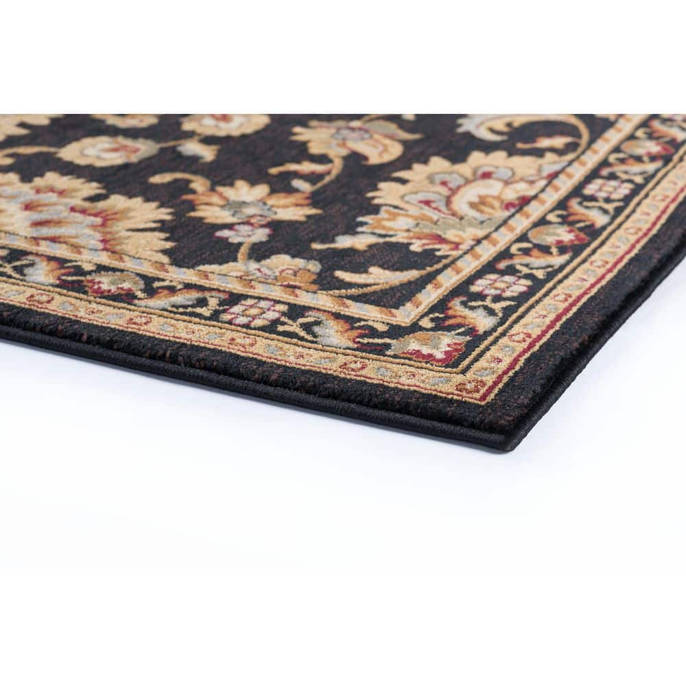 Sensation 5' x 7' Black Synthetic Easy-Care Traditional Area Rug