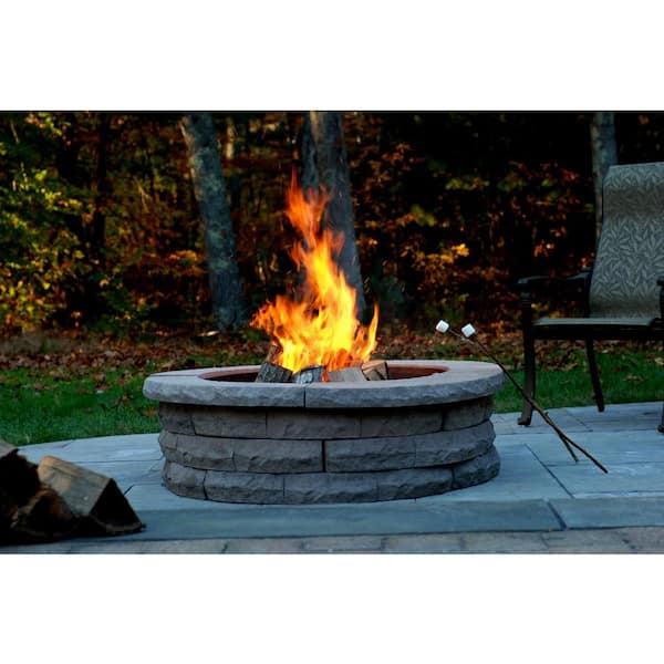 Ledgestone 47 in. x 14 in. Round Concrete Wood Fuel Fire Pit Ring Kit Brown