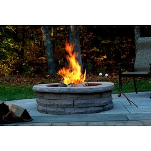 Ledgestone 47 in. x 14 in. Round Concrete Wood Fuel Fire Pit Ring Kit Gray