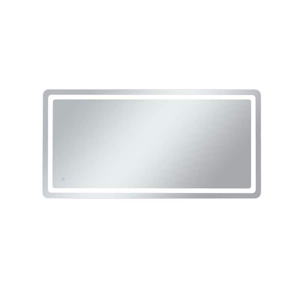 Unbranded Home Living 72 in. W x 36 in. H Rectangular Frameless LED Wall Bathroom Vanity Mirror in Glossy White(Color Changing)