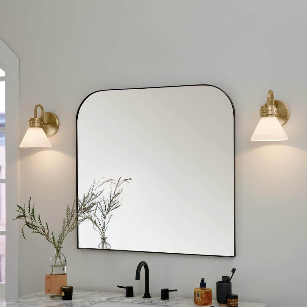 Champagne Bronze Direct Wired Electric Wall Sconce with Opal Glass Shade