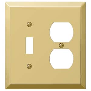 Metallic 2 Gang 1-Toggle and 1-Duplex Steel Wall Plate - Polished Brass