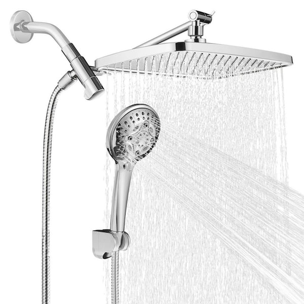 Heemli Rain Shower Head Kits 8-Spray with 1.8 GPM 12 in. Wall Mount Dual Shower Heads and Handheld Shower Head in Chrome
