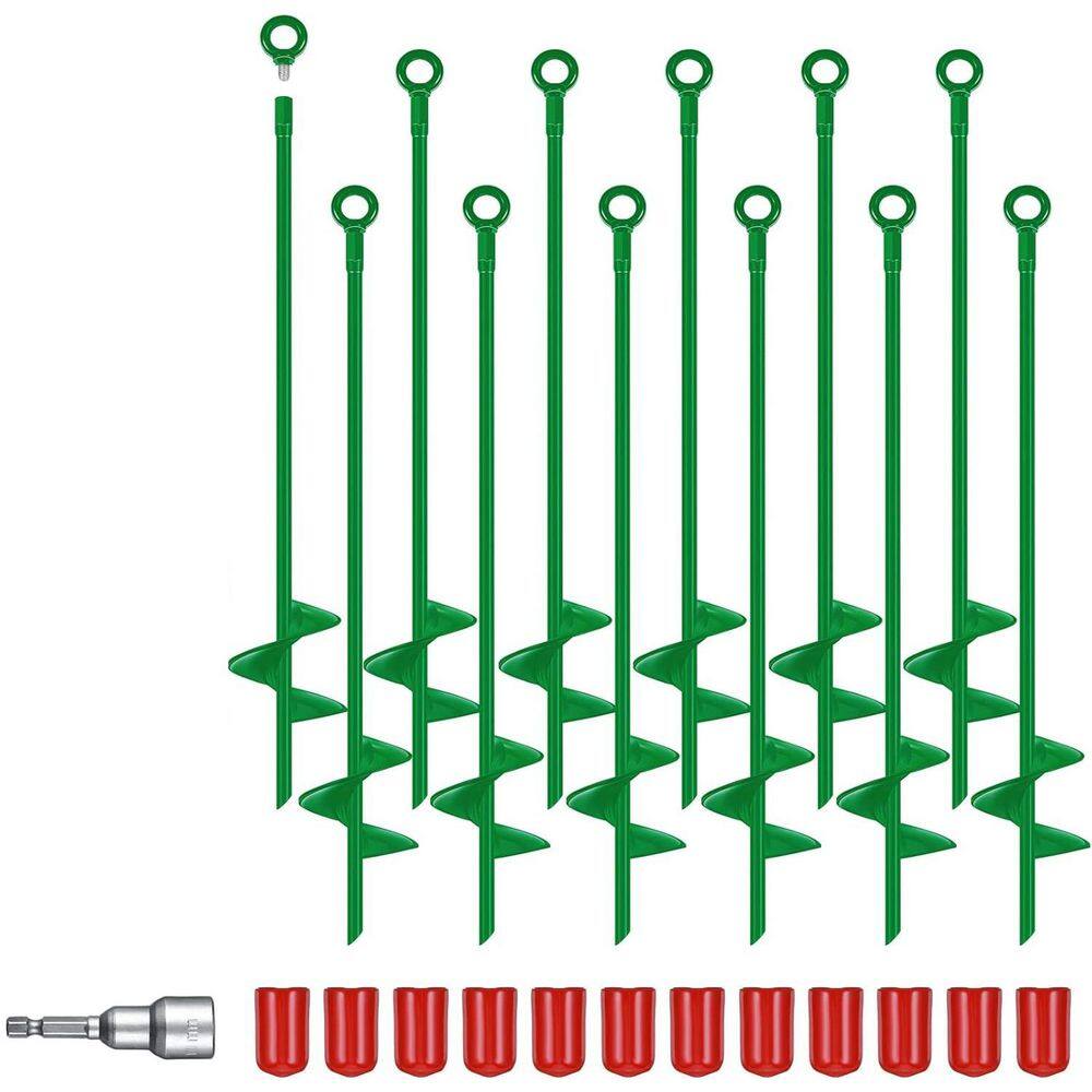 12-Pack 18 in. Metal Ground Anchor Spiral Blade Heavy Duty Earth Anchors for Tents Trampoline Canopy Shelters price history on PriceWatchPro