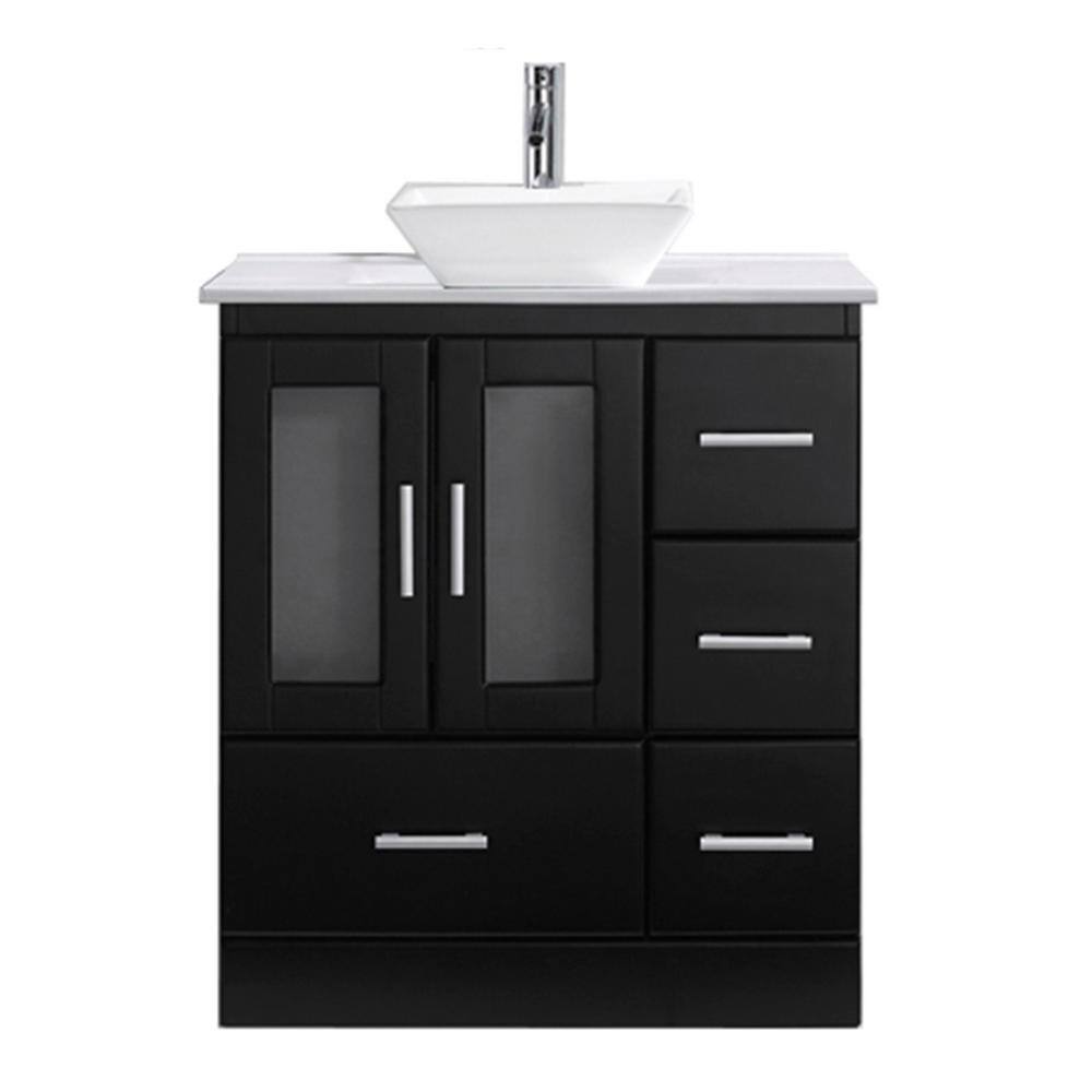 Virtu USA Zola 31 in. W Bath Vanity in Espresso with Stone Vanity Top ...