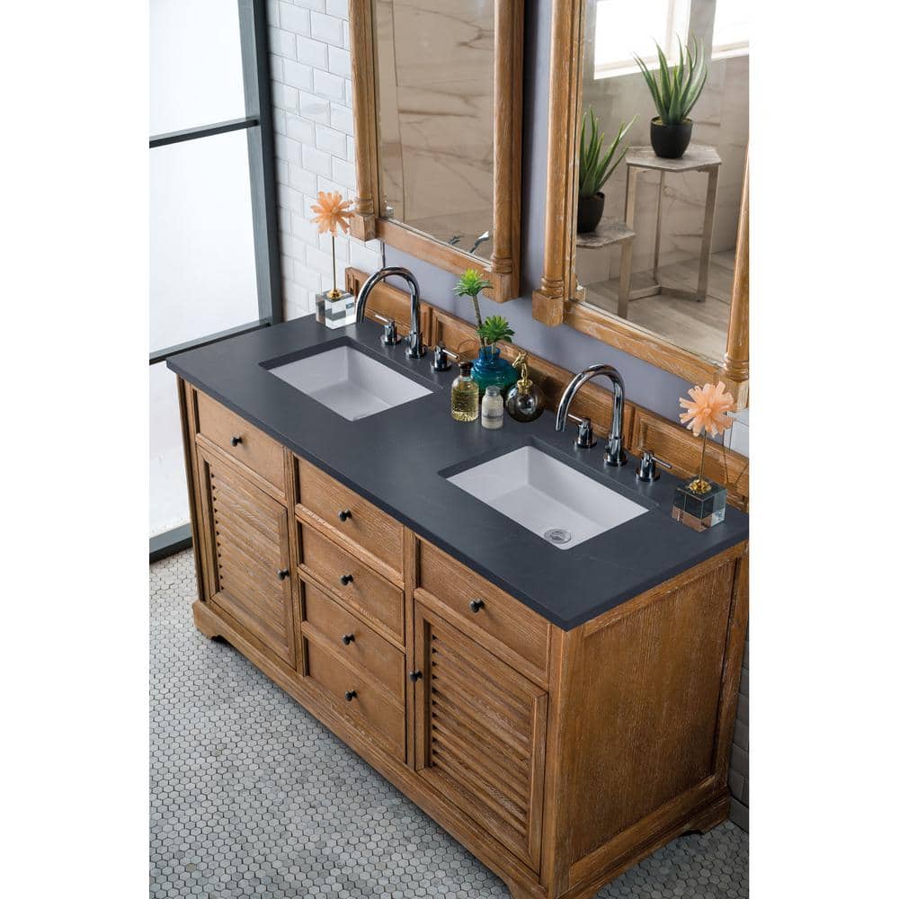 James Martin Vanities Savannah 60 In Single Bath Vanity In Driftwood With Quartz Vanity Top In Charcoal Soapstone With White Basin 238 104 5611 3csp The Home Depot