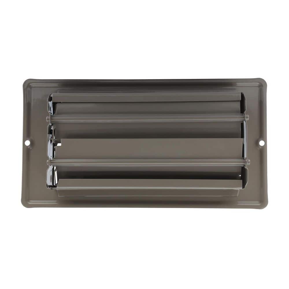 Brown Steel Floor Register with Louvered Design, 4x8 Inch