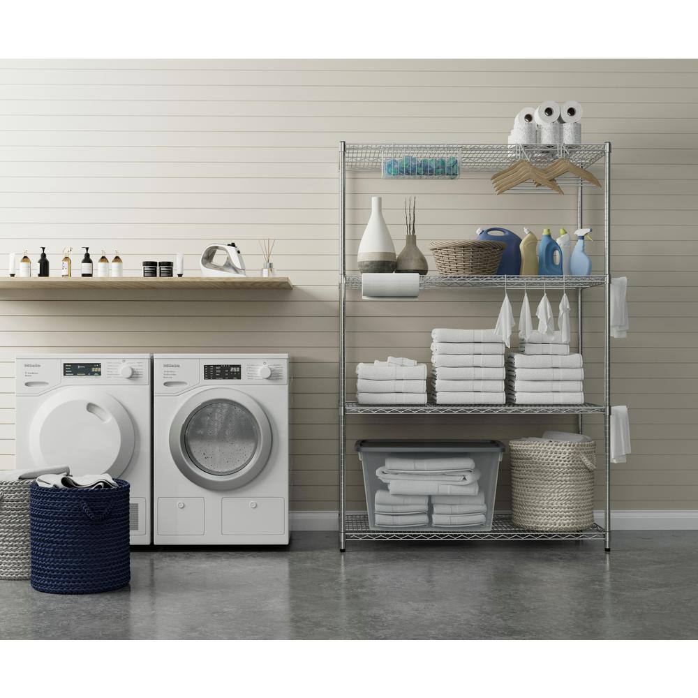 Everest 4-Tier Chrome Steel Utility Shelving Unit