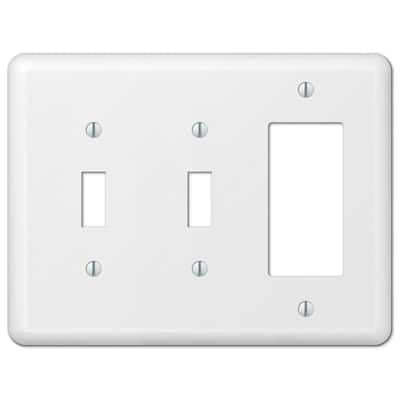 Declan 3 Gang 2-Toggle and 1-Rocker Steel Wall Plate - White