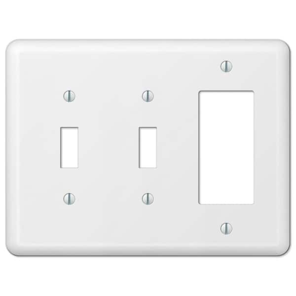 AMERELLE Declan 3 Gang 2-Toggle and 1-Rocker Steel Wall Plate - White