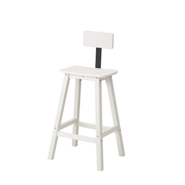 Cesicia White HDPE Plastic Water Resistant Outdoor Bar Stool (Set of 2)