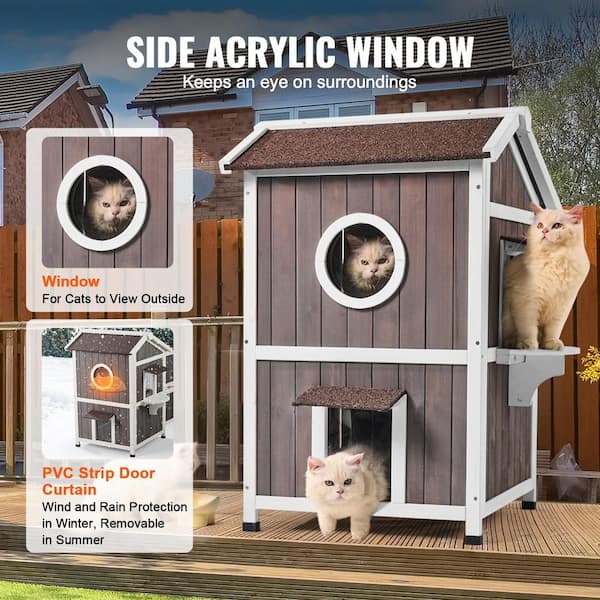 Large Outdoor Cat House Waterproof Elevated Cat Shelters
