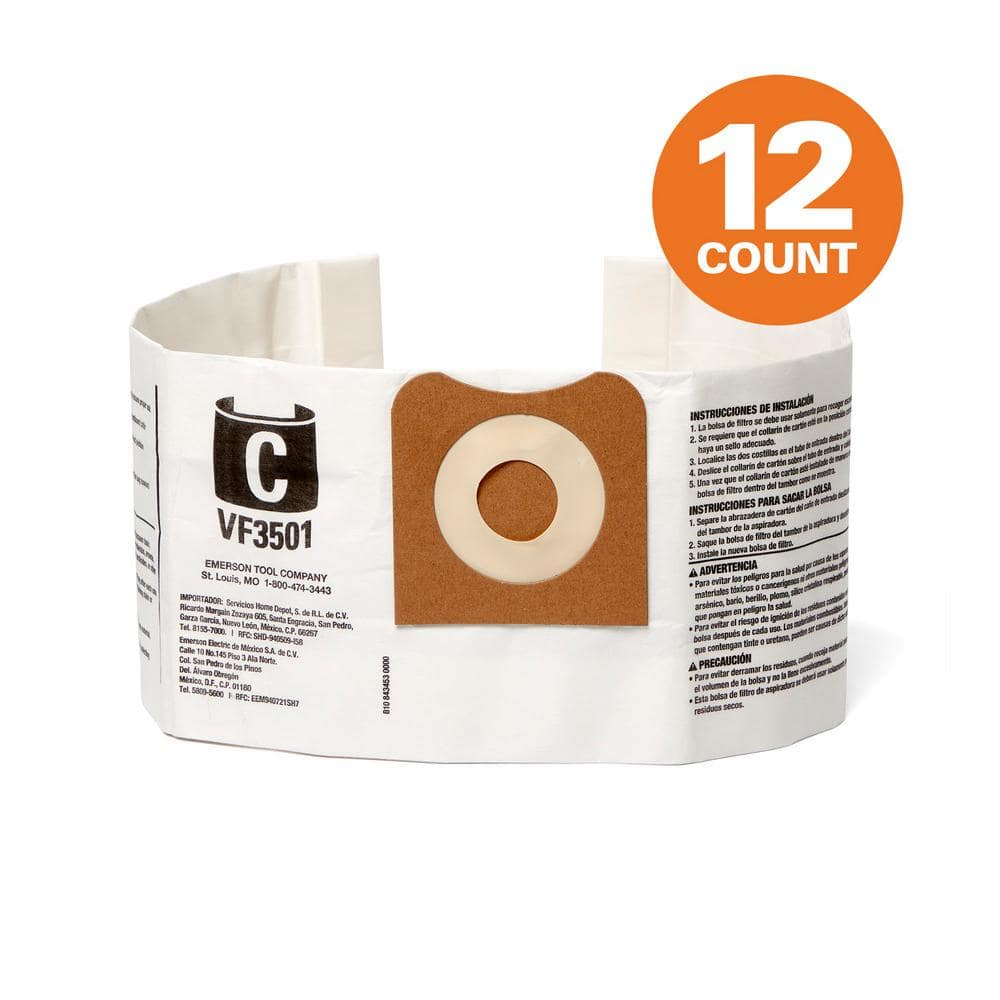 Ridgid Vacuum Accessories Pack VF3501 Vacuum Bags, Compatible