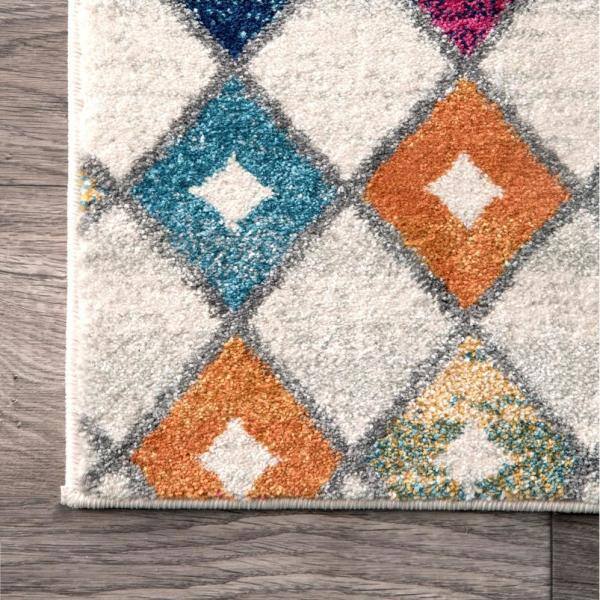 52'' Square Synthetic Moroccan Trellis Non-Slip Area Rug - Multi