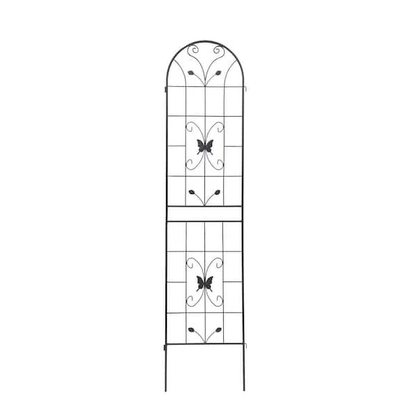 Zeus & Ruta 86 .7 in. Metal Garden Trellis for Climbing Plants Outdoor Flower Support in White (Set of 2