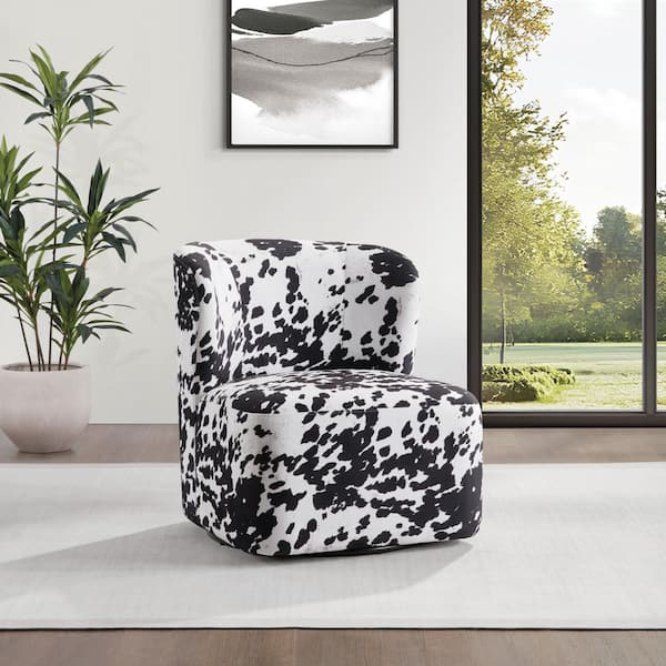 Lucia Swivel Chair in Black Cow Fabric