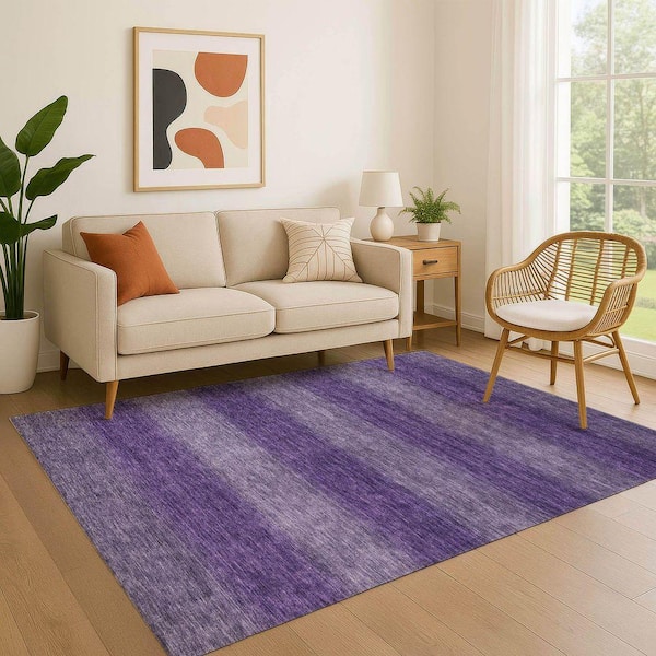 Mayfield Premium Machine Washable Abstract AMF1733 Purple 3 ft. x 5 ft. Area Rug