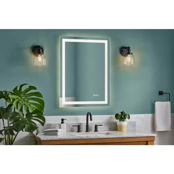 24 in. W x 32 in. H Rectangular Frameless Anti-Fog LED Light Wall Bathroom Vanity Mirror