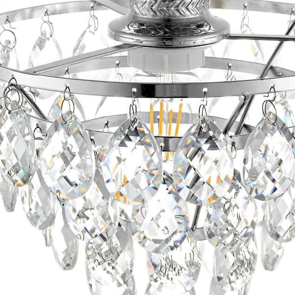WINGBO 9.5 in. Nickel Crystal Ceiling Light Fixture, Round