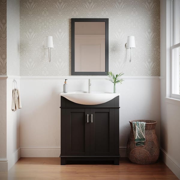 Fresca Hartford 30 in. Single Sink Transitional Black Bath Vanity with White Ceramic Top and Integrated Sink