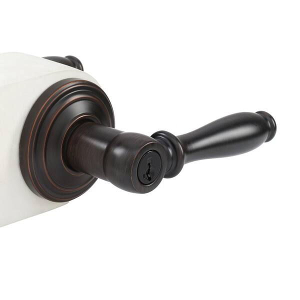 Kwikset Ashfield Venetian Bronze Keyed Entry Door Handle featuring