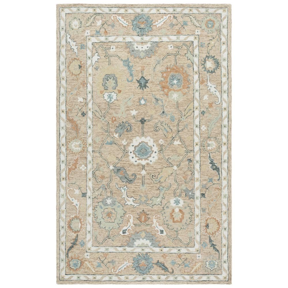 SAFAVIEH Metro 5 ft. x 8 ft. Beige/Rust Geometric Ornate Border Area ...
