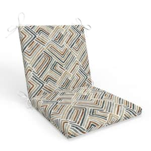 Geometric 21 x 40.5 Deep Seating Outdoor Dining Chair Rounded Corners Seat Cushion with Ties in Estie Rattan