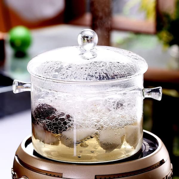 Numhew 1-Piece Clear Glass 50 oz. Cooking Pot, Heat-Resistant