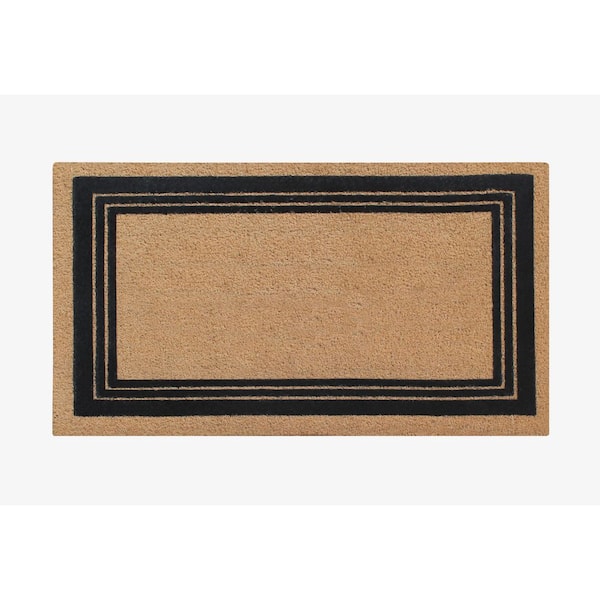 A1 Home Collections A1hc Welcome Flock Black/Beige 24 in x 39 in Natural Coir Thin-Profile Non-Slip Outdoor Durable Doormat