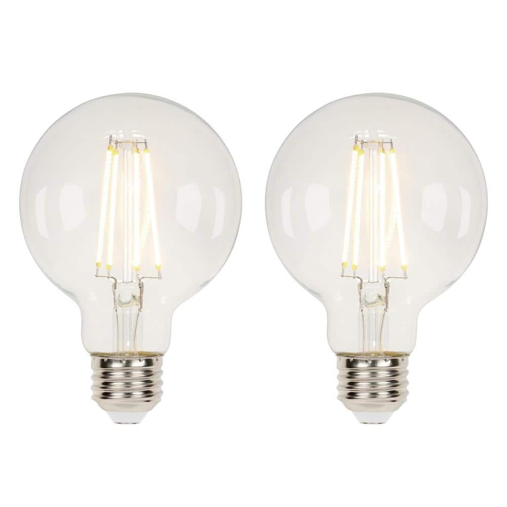 Clear Dimmable LED Filament Globe Bulbs, 5.5 Watt, Pack of 2