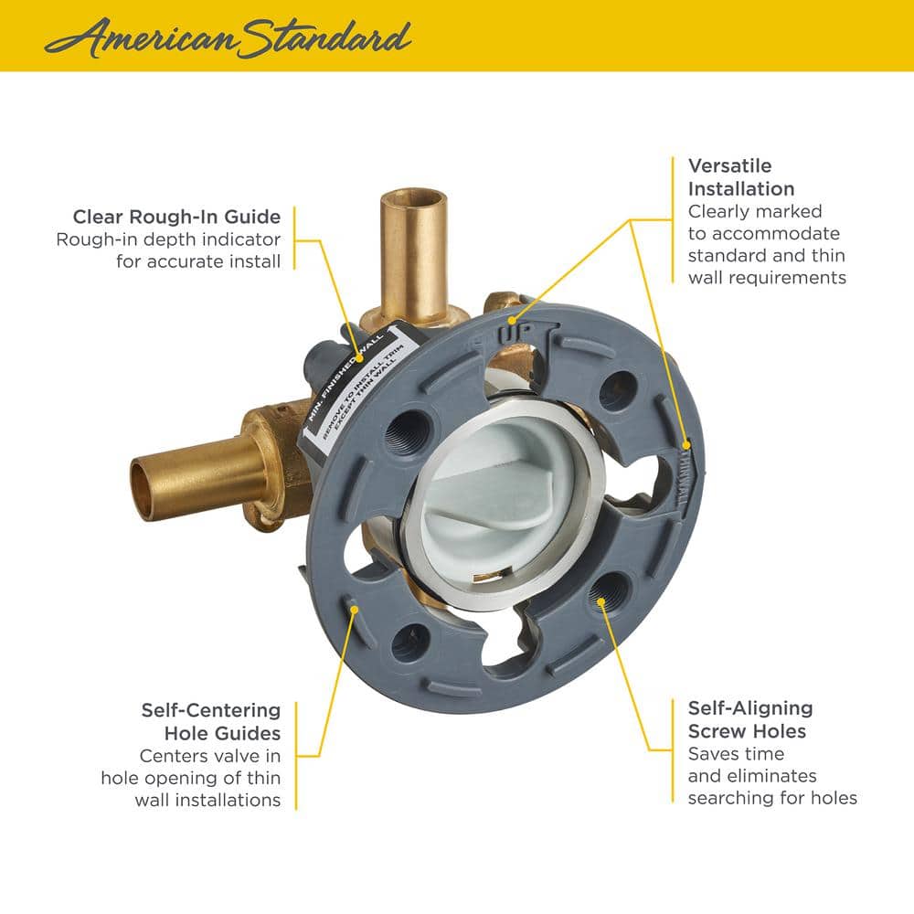 Flash Brass Shower Rough-In Valve with Stub-Outs