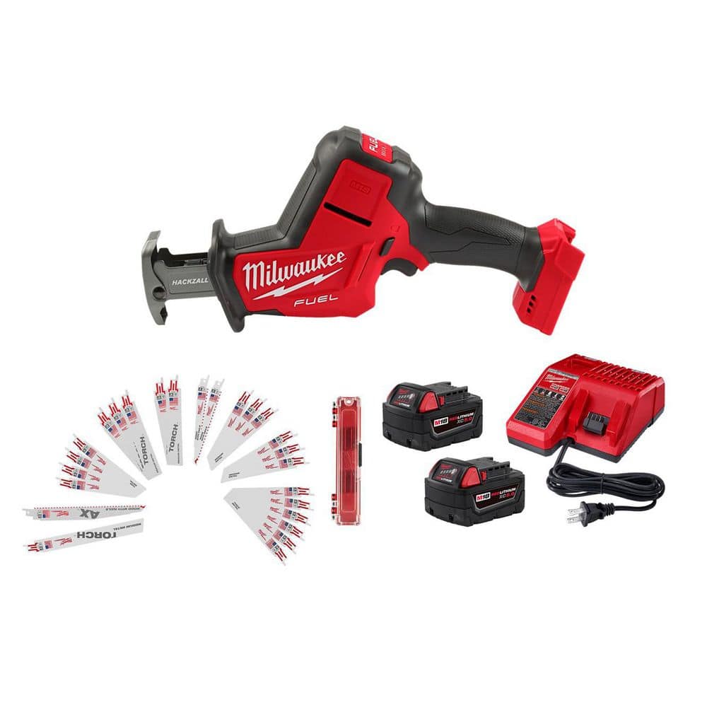 MILWAUKEE M18 FUEL 18V Lithium-Ion HACKZALL w/ (2) 5.0Ah Batteries & Charger & Blade Set (25pc) (2719-20-48-5)