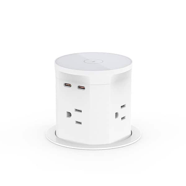 15W Wireless Charger Pop Up Power Outlet 4 AC 2 PD20W USB-C Ports Countertop Grommet for Kitchen Office Conference Table