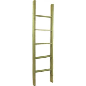 19 in. x 72 in. x 3 1/2 in. Barnwood Decor Collection Restoration Green Vintage Farmhouse 5-Rung Ladder