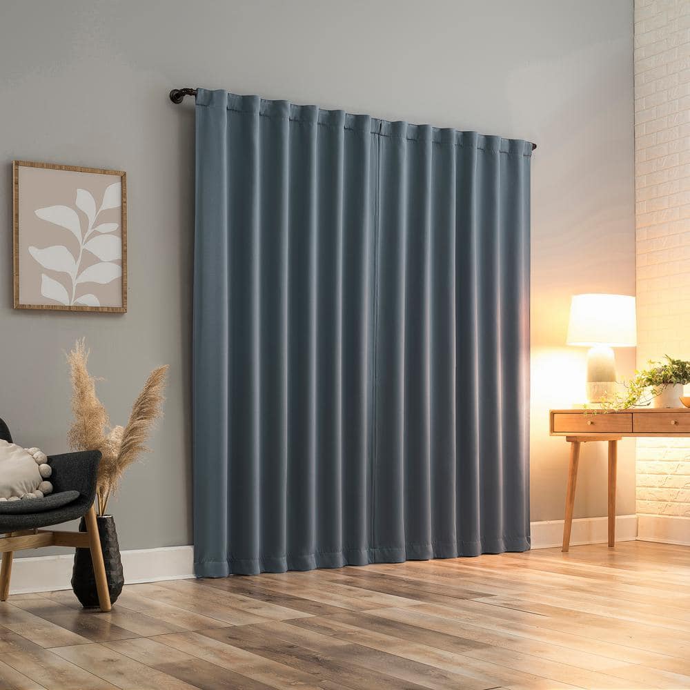 Denim Blue Polyester 52" x 63" Blackout Curtain Panel Pair