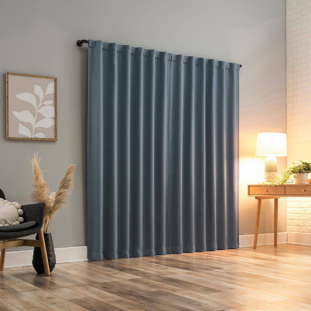 Denim Blue 84" Blackout Polyester Curtain Panel Pair
