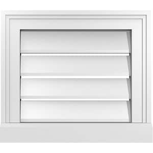 16 in. x 14 in. Vertical Surface Mount PVC Gable Vent: Functional with Brickmould Sill Frame