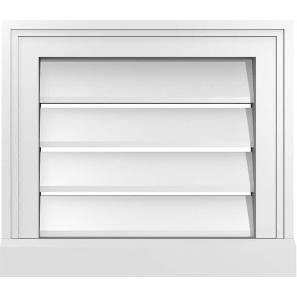 Ekena Millwork 16 in. x 14 in. Vertical Surface Mount PVC Gable Vent: Functional with Brickmould Sill Frame