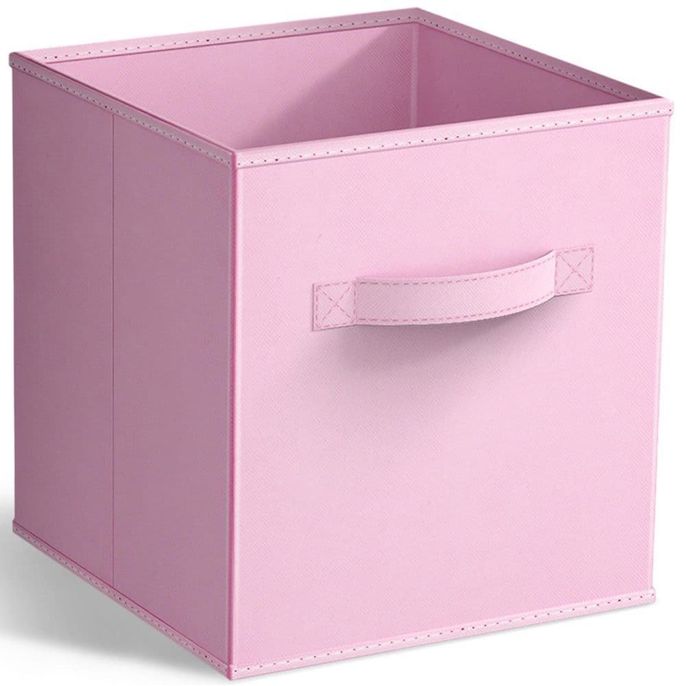 Foldable Storage Cubes with Handles, Pink 10.5 in x 11 in Fabric Decorative