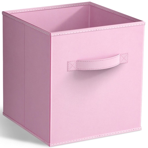 Sorbus Foldable Storage Cubes with Handles, Pink 10.5 in x 11 in Fabric Decorative Basket Set of 1, Clothes & Closet Organizer